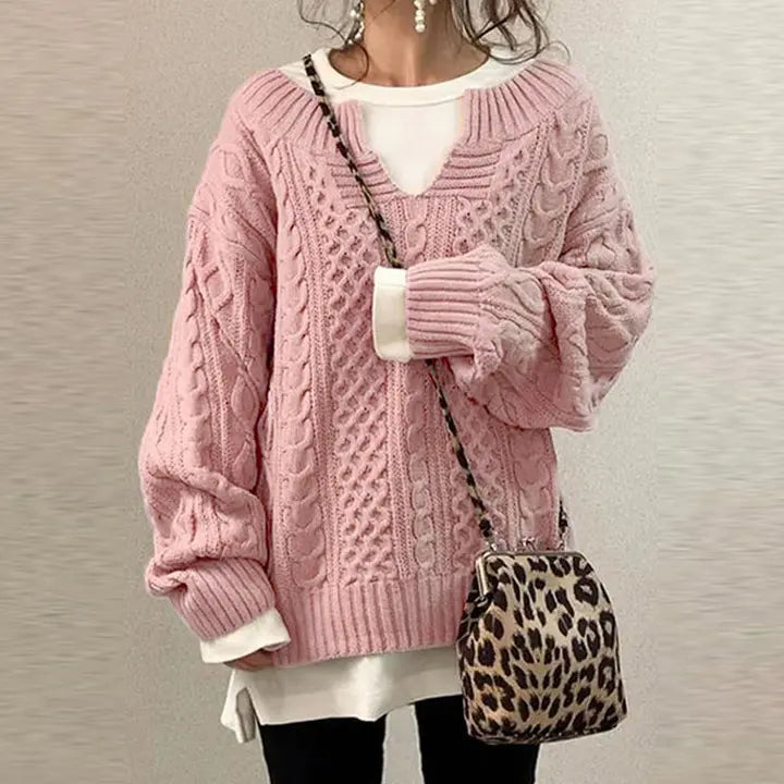 Women’s Oversized Cable Knit Sweater Ideal for Cozy Winter