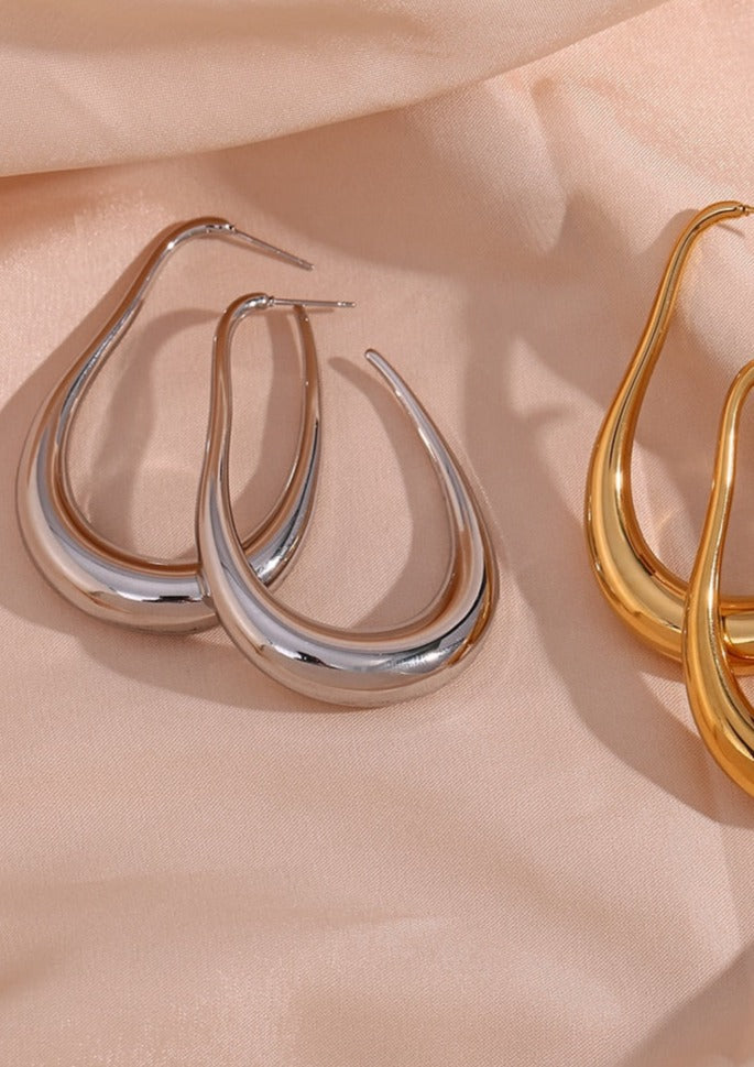 Women’s Slim Drop Hoop Earrings with Minimalist Design