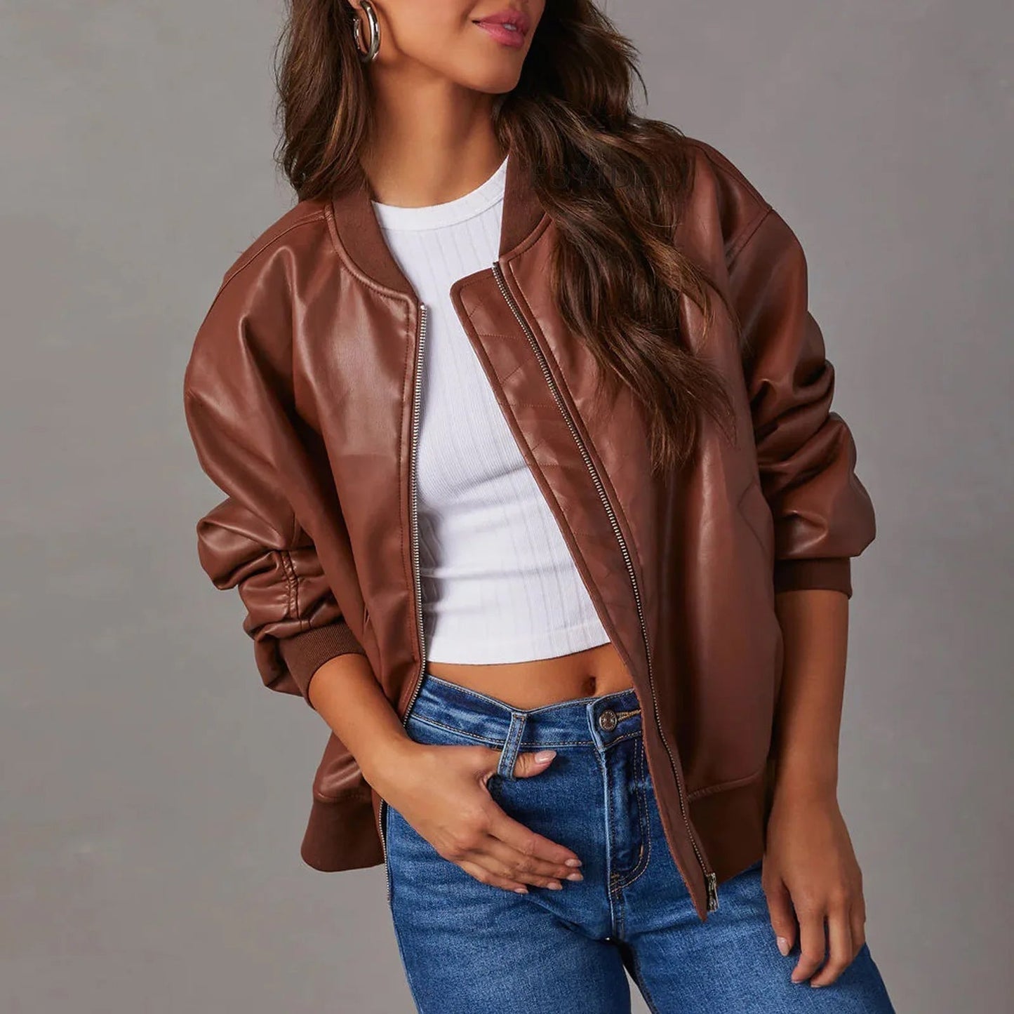 Women's Oversized Bomber Jacket – Casual Chic Style