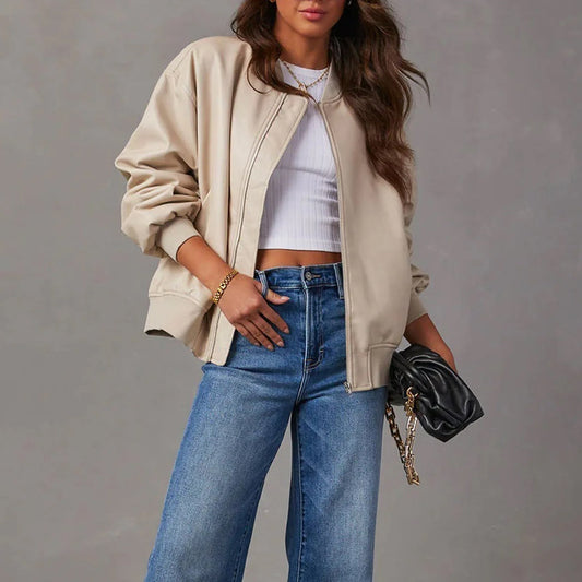 Women's Oversized Bomber Jacket – Casual Chic Style