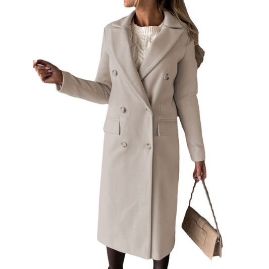 Women’s Elegant Double-Breasted Coat for Formal Occasions