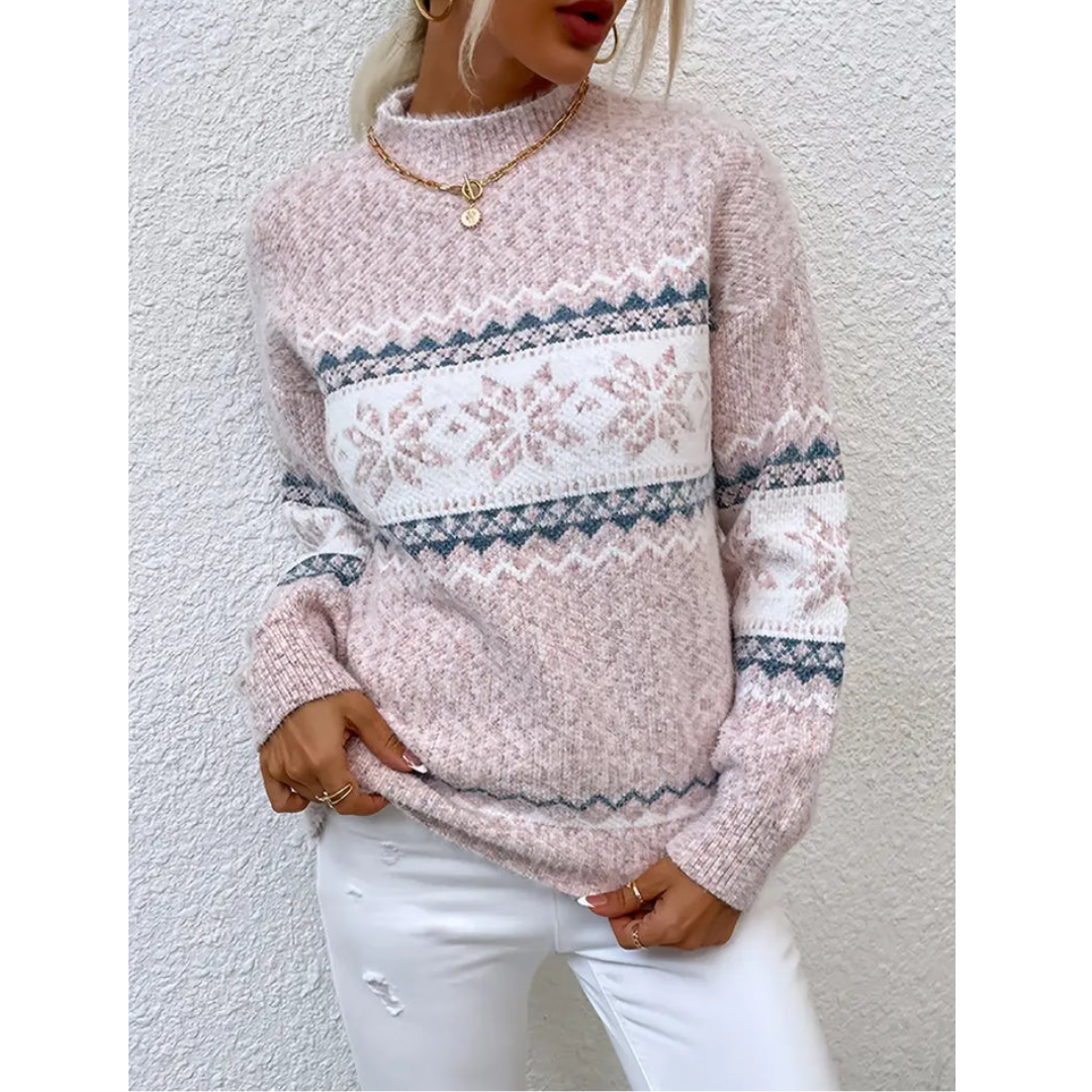 Women’s Comfortable Winter Sweater with Snowflake Design