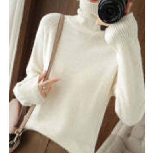 Women’s Warm Turtleneck Sweater with Ribbed Cuffs