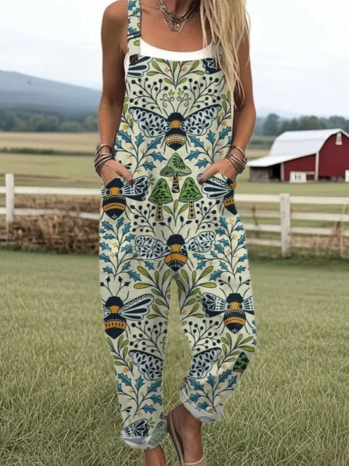Women’s Embroidered Wide Leg Jumpsuit with Relaxed Fit