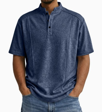 Men's Short Sleeve Henley Shirt with Button Placket