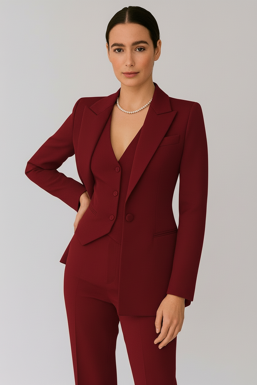 Women's Three Piece Tailored Suit Set Blazer Vest & Pants
