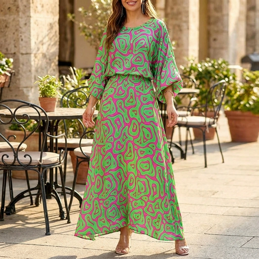 Abstract Spring Maxi Dress