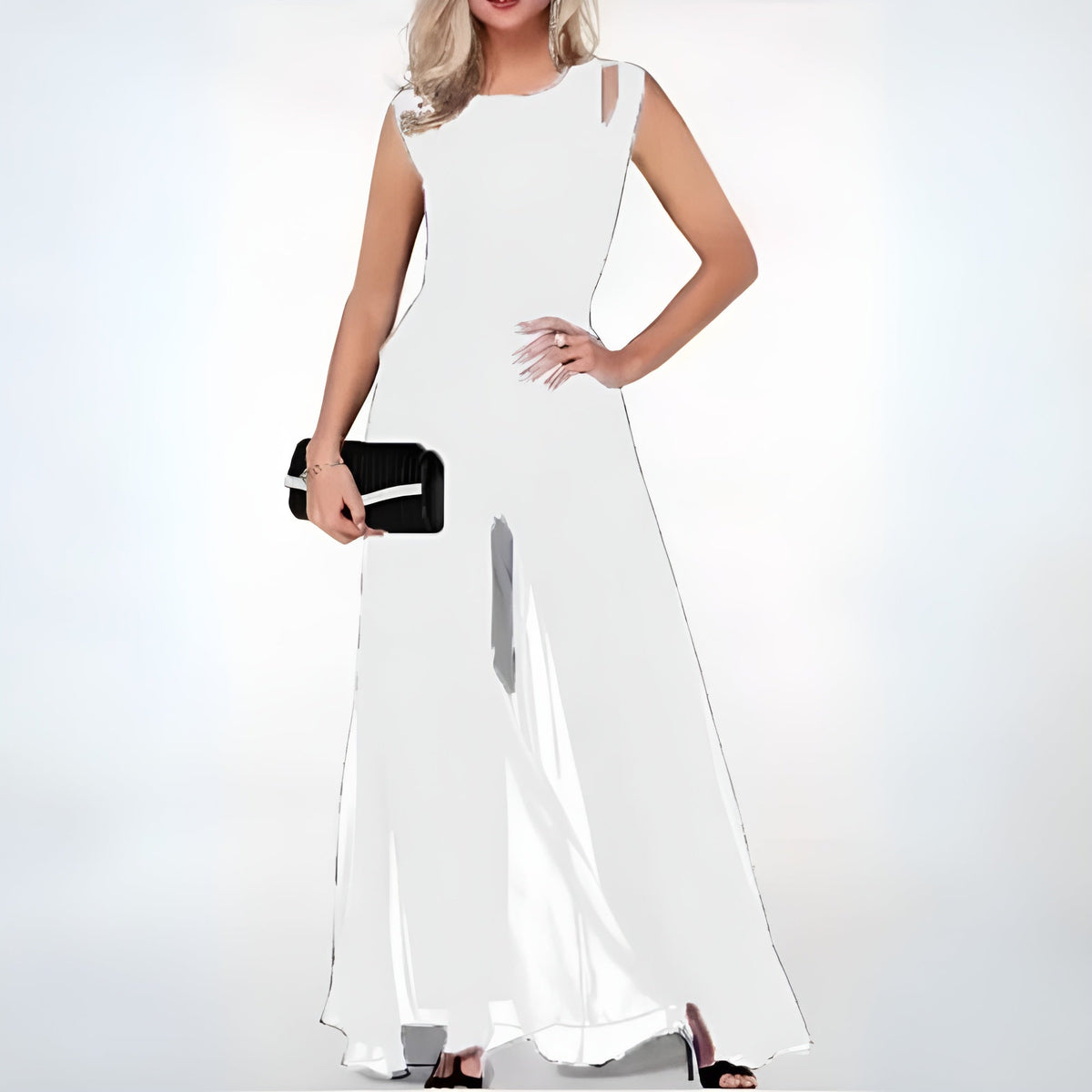 Women’s Jumpsuit with Sheer Overlay for Elegant Wear