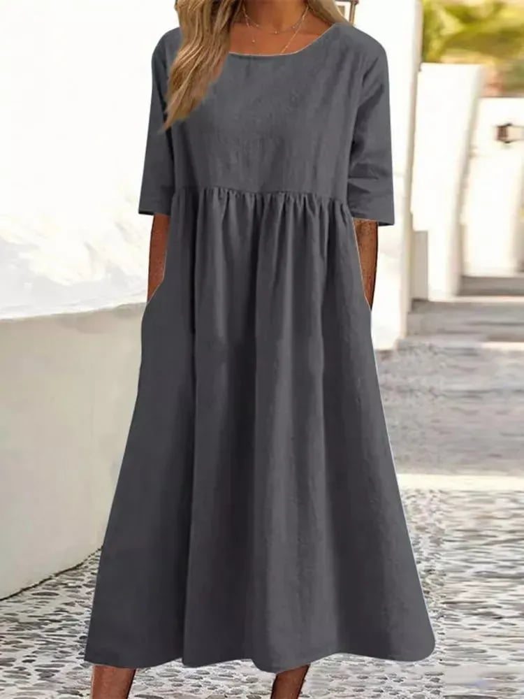 Elegant Lightweight Button Pocket Dress for Women