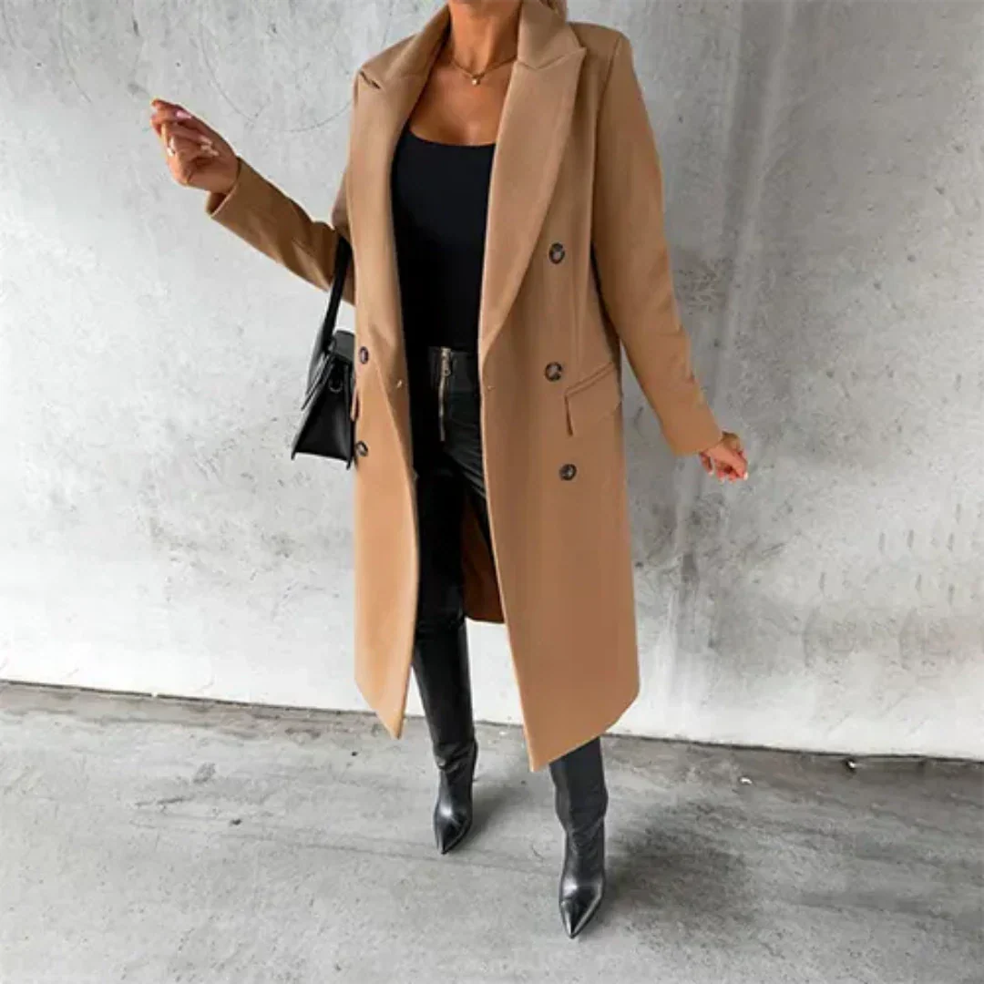 Women’s Elegant Double-Breasted Coat for Formal Occasions