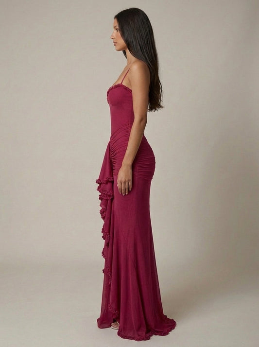 Carley | Women’s Sweetheart Neck Draped Maxi Dress