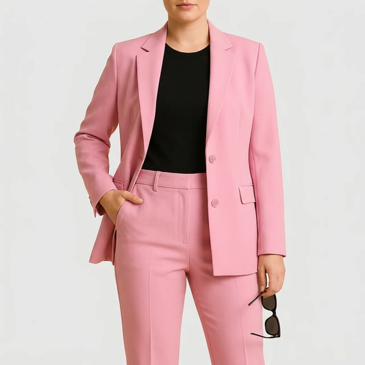 Women's Tailored Blazer & Pleated Pants Set Elegant Two Piece Suit