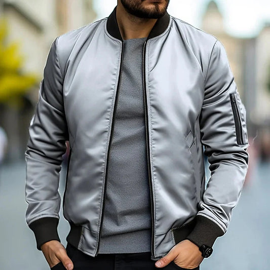 Men’s Stylish Zip Bomber Jacket for Casual Wear