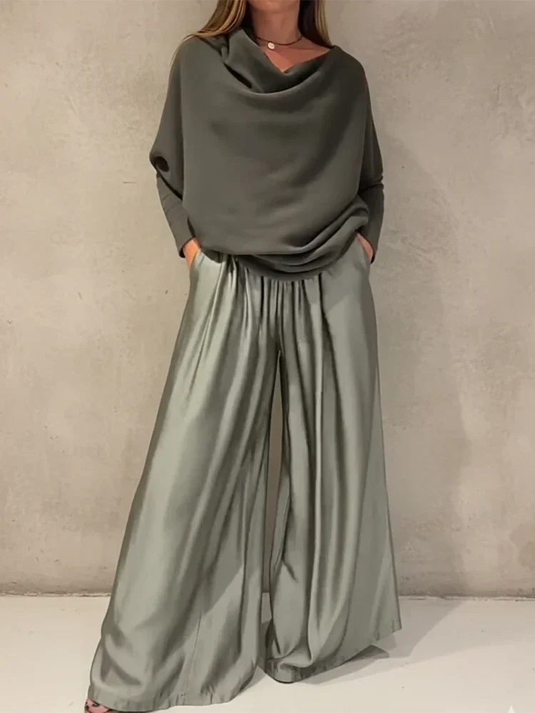 Women's Off Shoulder Pleated Jumpsuit – Elegant Wide Leg Evening Outfit