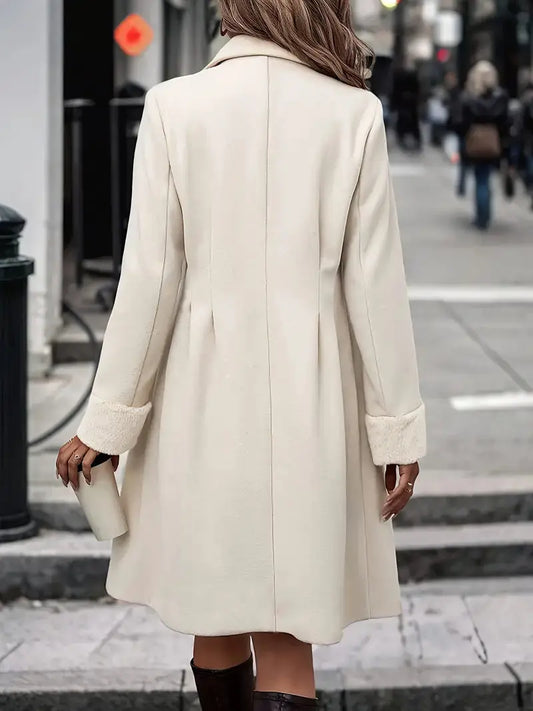 Women's Double-Breasted Long Coat – Stylish Design
