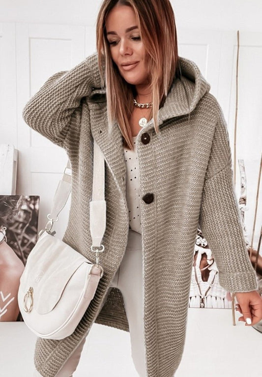 Women’s Long Knit Hooded Cardigan
