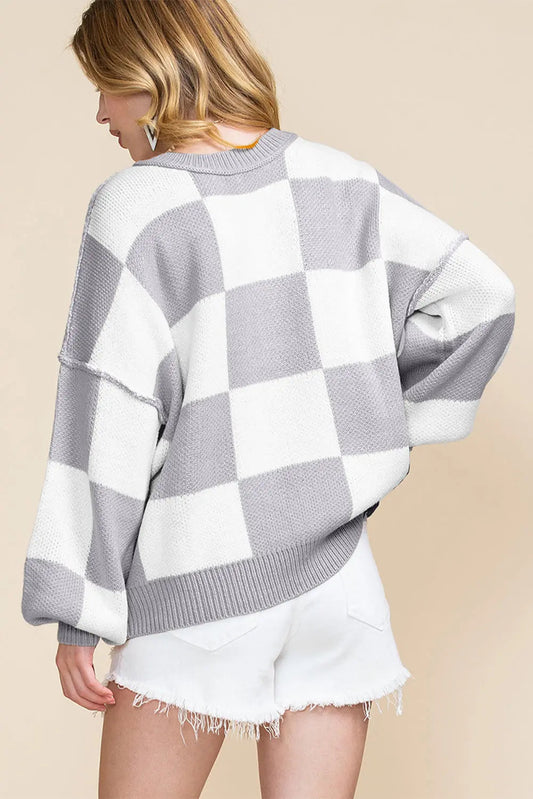 Women’s Plaid Cropped Knit Sweater Perfect for Winter