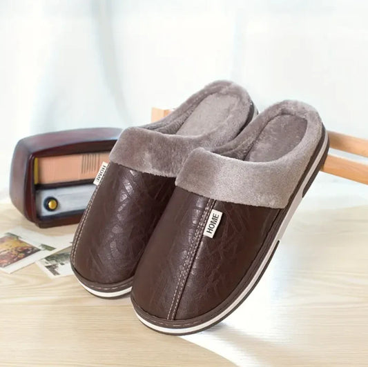 Men’s Warm Slippers with Plush Lining Non-Slip Winter