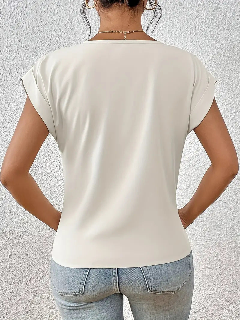 Women’s Tummy-Tucking Draped V-Neck Top