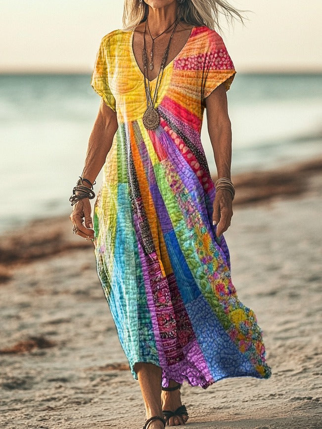 Boho Midi Dress With Long Sleeves And Comfort for Women