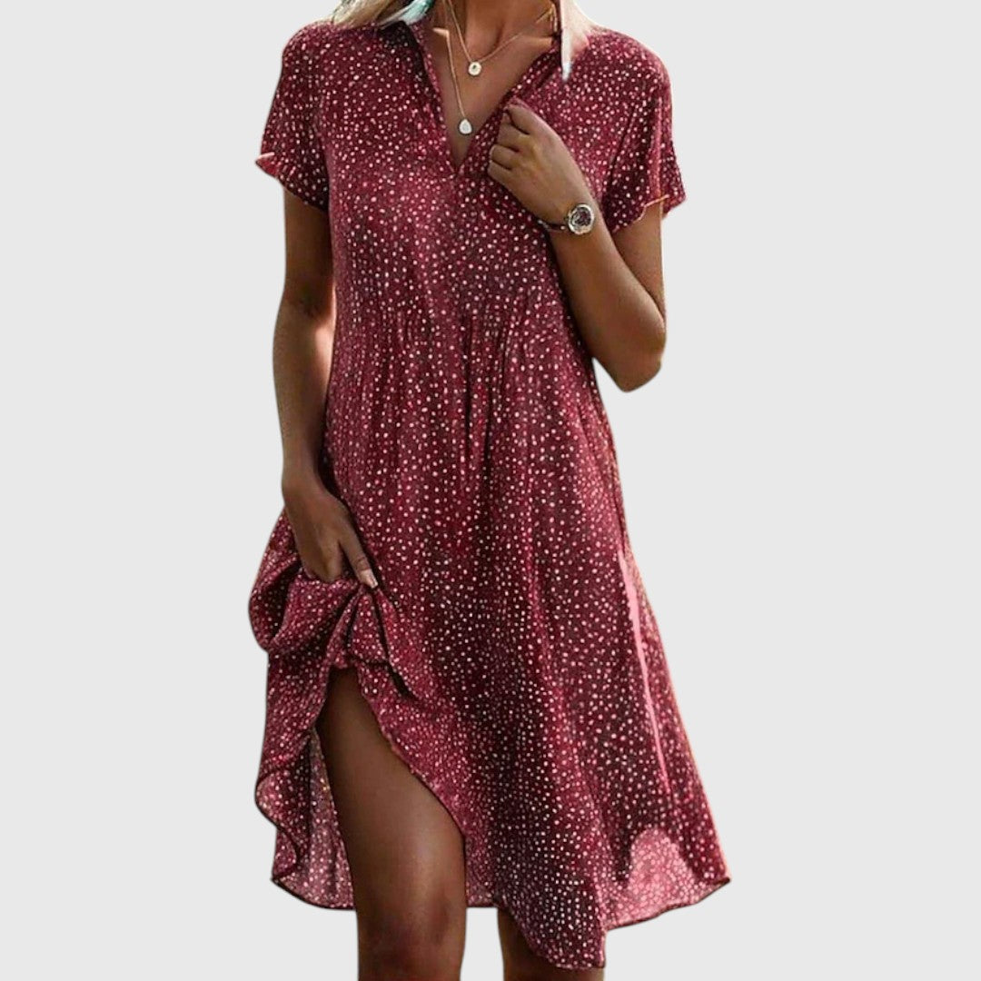 Printed Collared Midi Dress