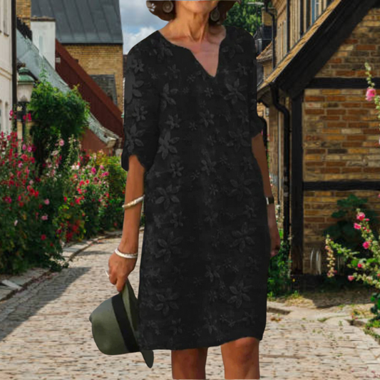 Women’s Floral V Neck Relaxed Fit Casual Midi Dress