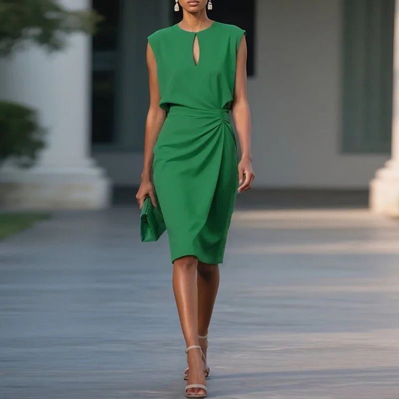 Women’s Elegant V Neck Professional Office Midi Dress