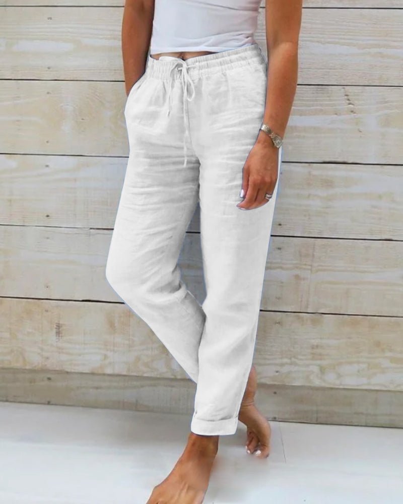 Women’s Relaxed Fit Pants with Elastic Waist and Side Pockets