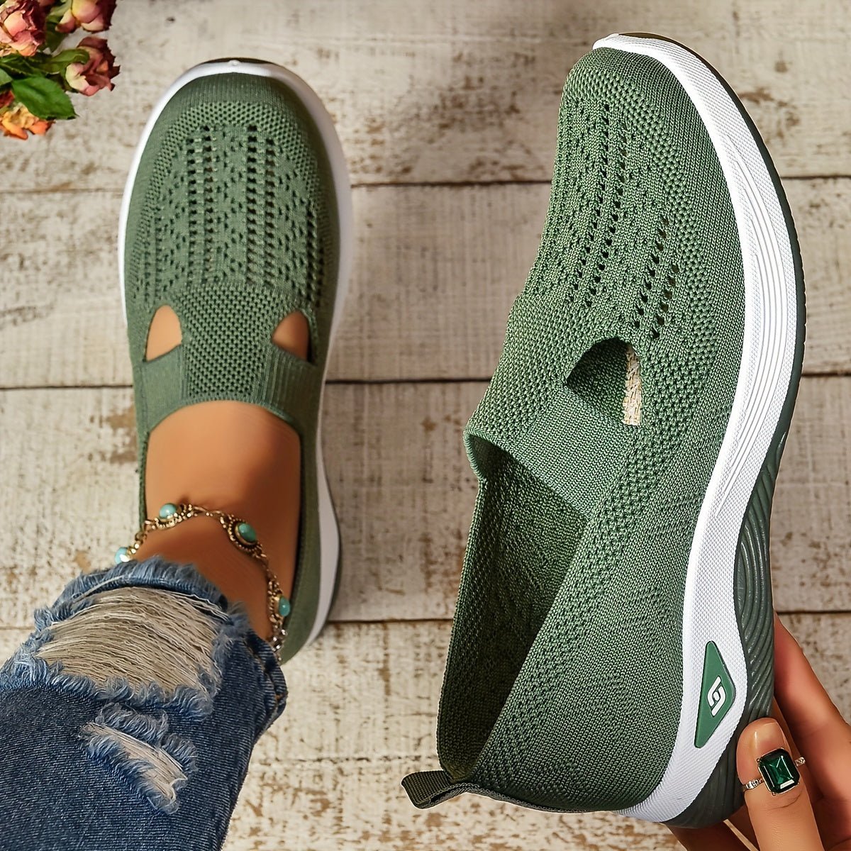 Women’s Orthopedic Slip-On Shoes with Breathable Mesh and Cushioned Sole
