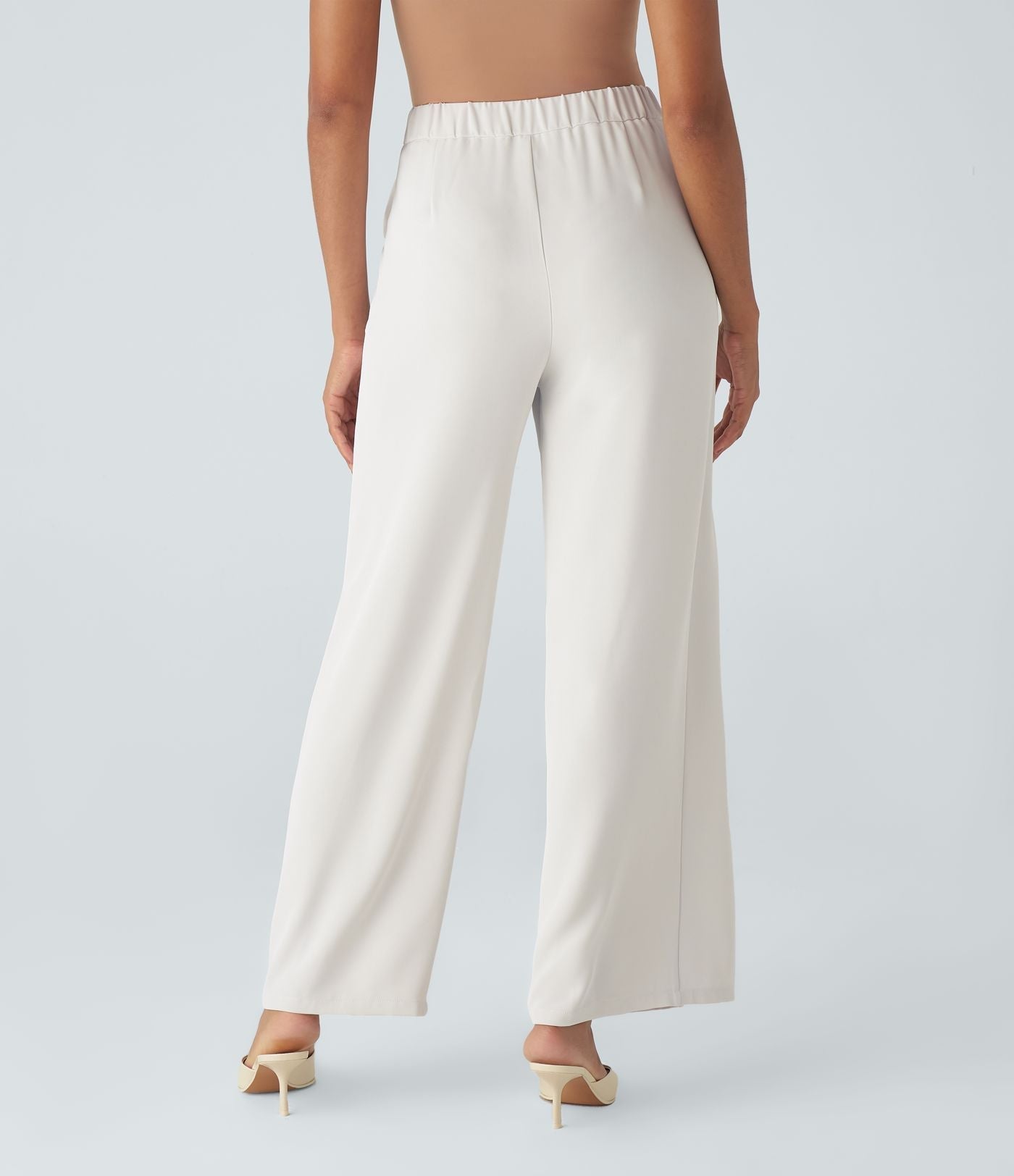 Women’s High Waist Wrap Pants with Wide Leg and Side Slit