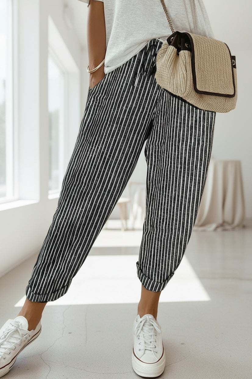 Women’s Relaxed Fit Jogger Pants with Drawstring Waist and Cuffed Ankles