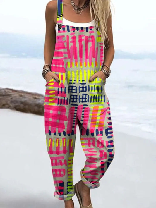 Women's Printed Casual Jumpsuit Relaxed Fit Summer Outfit