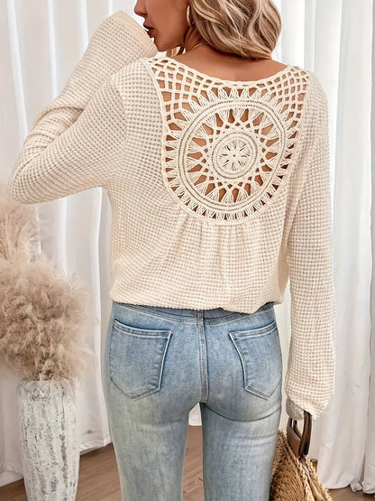 Elegant Waffle Knit V-Neck Top for Women