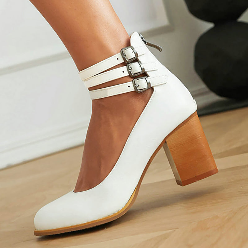 Women’s Block Heel Sandals with Ankle Strap and Minimal Design