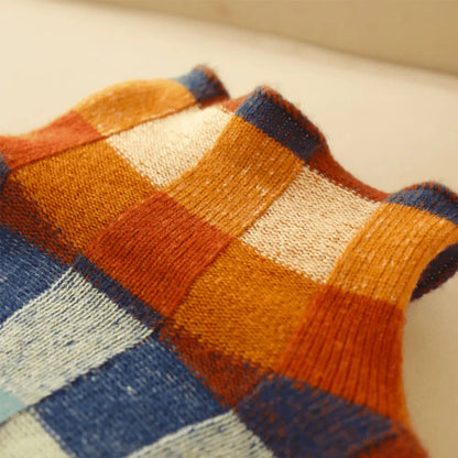 Karierter Strickpullover mit Farbblöcken Winter Damen