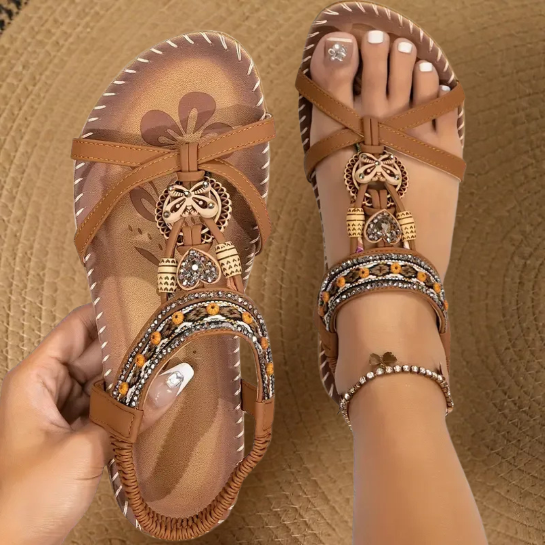 Women’s Comfort Toe Loop Sandals with Stretch Strap and Cushioned Sole