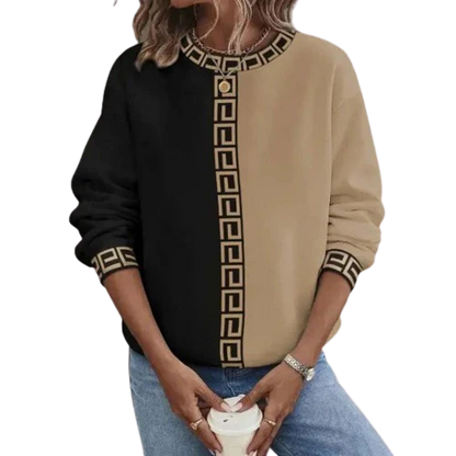 Sweatshirt Mit Geometrischem Muster Und Rundhalsausschnitt Für Damen