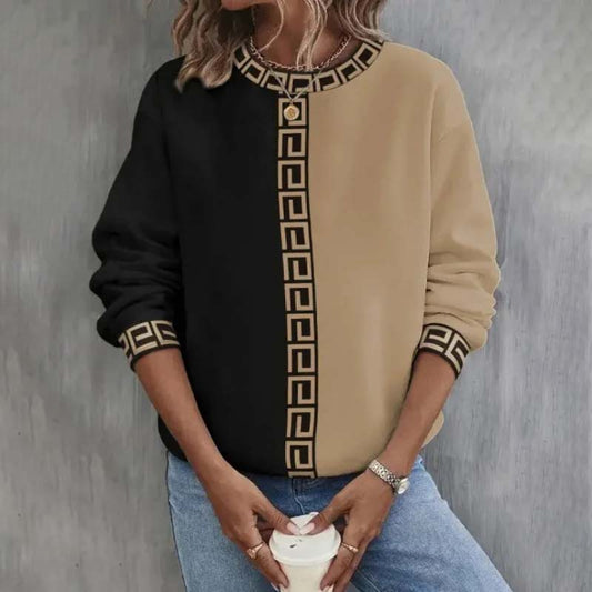 Sweatshirt Mit Geometrischem Muster Und Rundhalsausschnitt Für Damen
