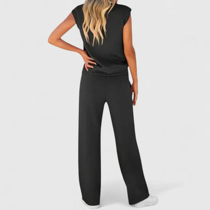 Women's Sleeveless Two Piece Set with Wide Leg Pants Casual Outfit