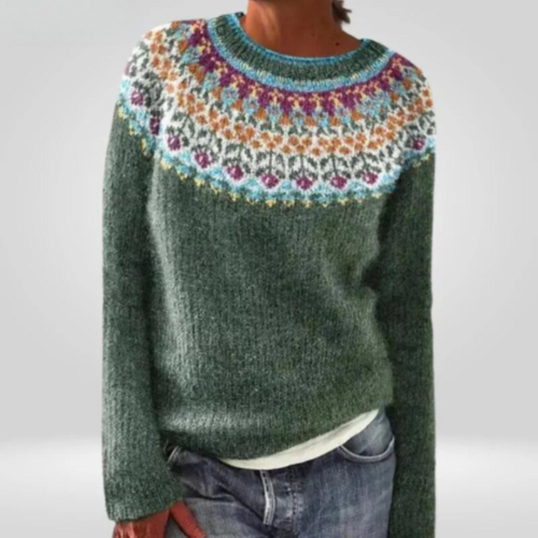 Trendiger Strickpullover Mit Mehrfarbigem Design Für Damen