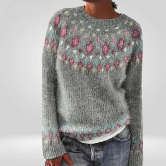 Trendiger Strickpullover Mit Mehrfarbigem Design Für Damen