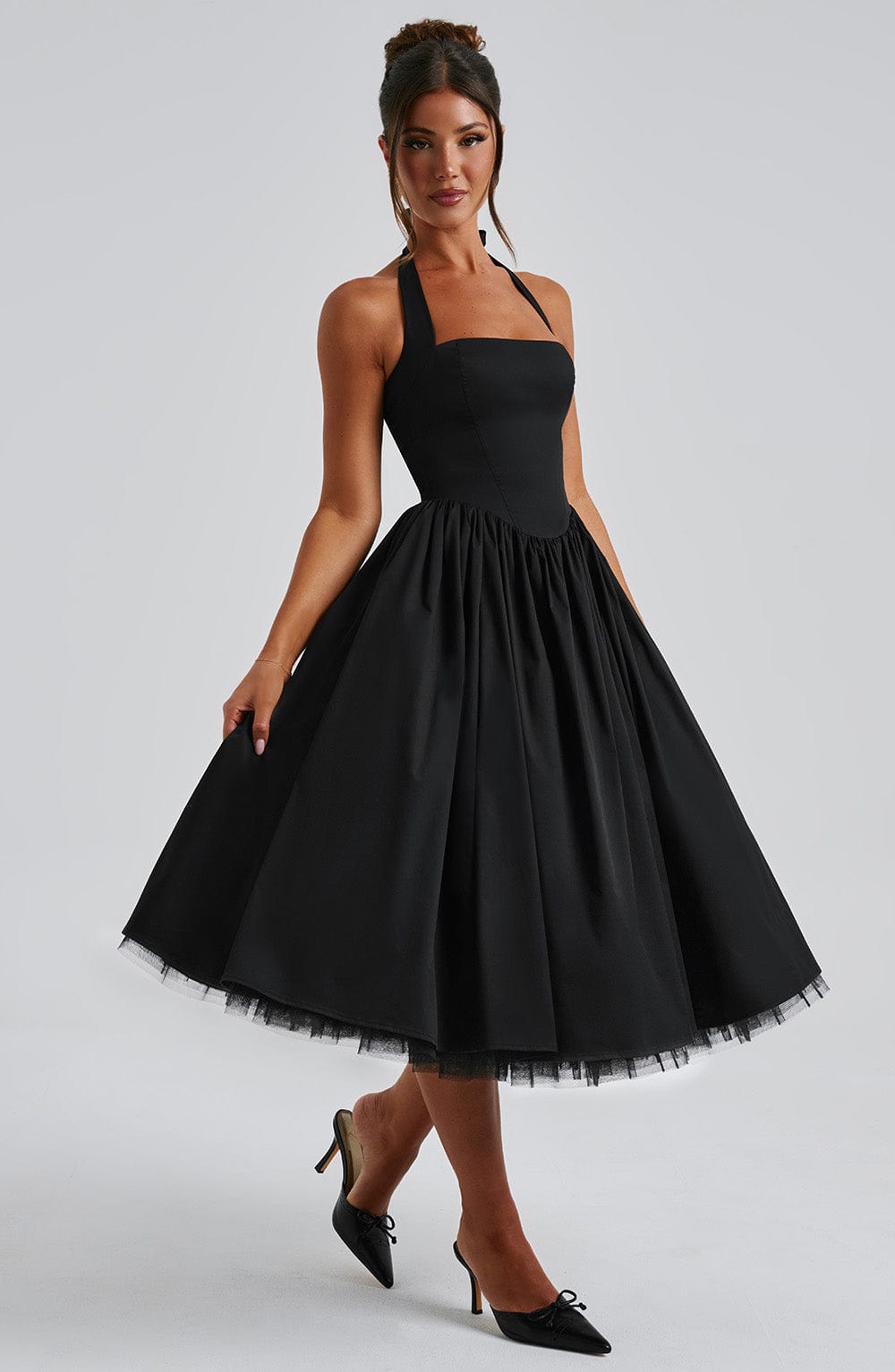 Whitlea | Timeless Halter Midi Wedding Guest Dress for Special Events