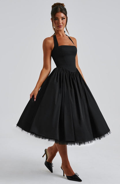 Whitlea | Timeless Halter Midi Wedding Guest Dress for Special Events
