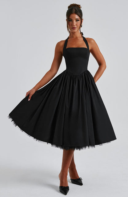 Whitlea | Timeless Halter Midi Wedding Guest Dress for Special Events