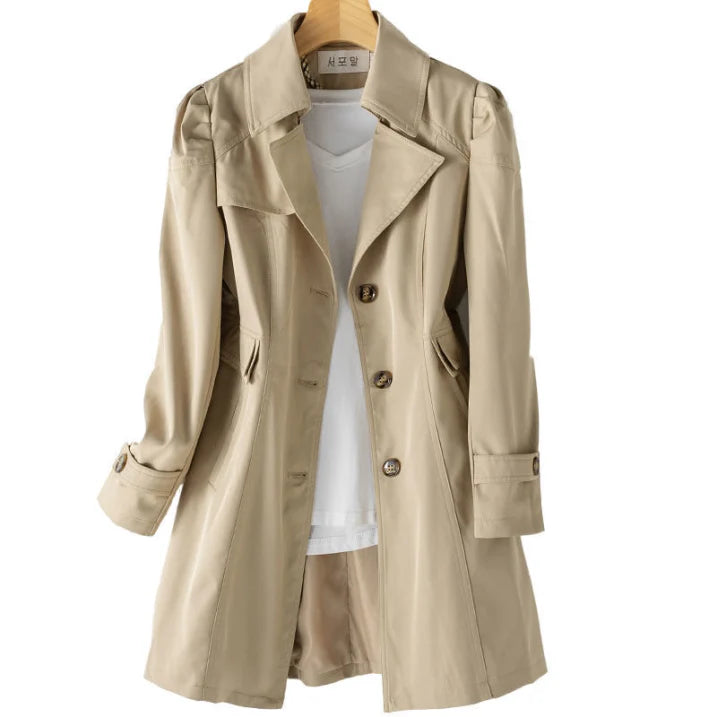 Klassischer Trenchcoat Mit Knopfschluss Für Damen