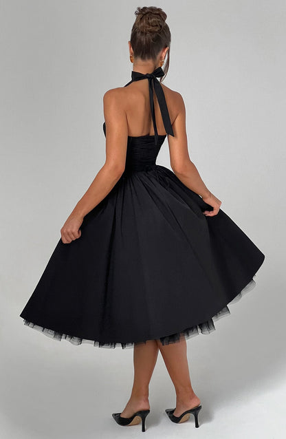 Whitlea | Timeless Halter Midi Wedding Guest Dress for Special Events