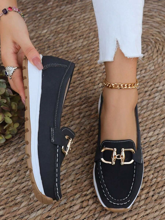 Women’s Orthopedic Loafers with Metal Detail and Cushioned Support