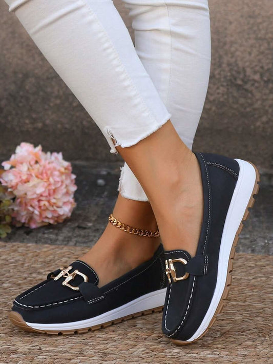 Women’s Orthopedic Loafers with Metal Detail and Cushioned Support