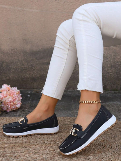 Women’s Orthopedic Loafers with Metal Detail and Cushioned Support