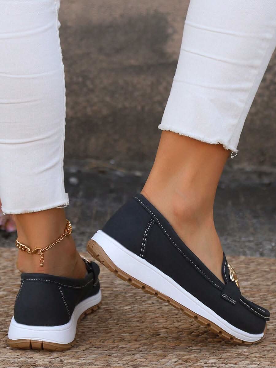 Women’s Orthopedic Loafers with Metal Detail and Cushioned Support